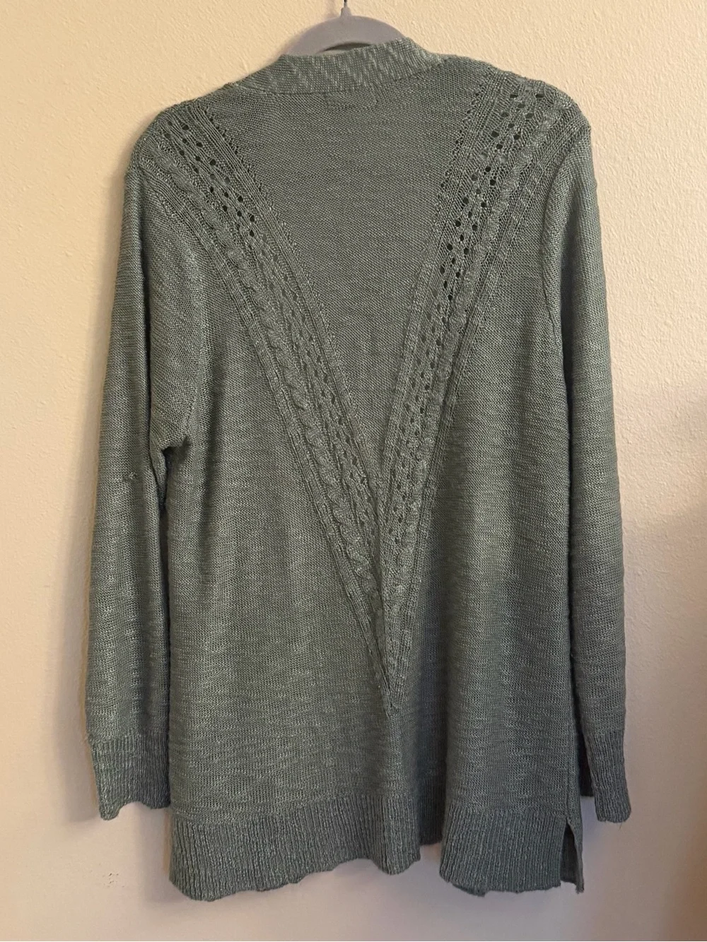 Love Ellie Sage Open-Front Knit Cardigan with Pockets